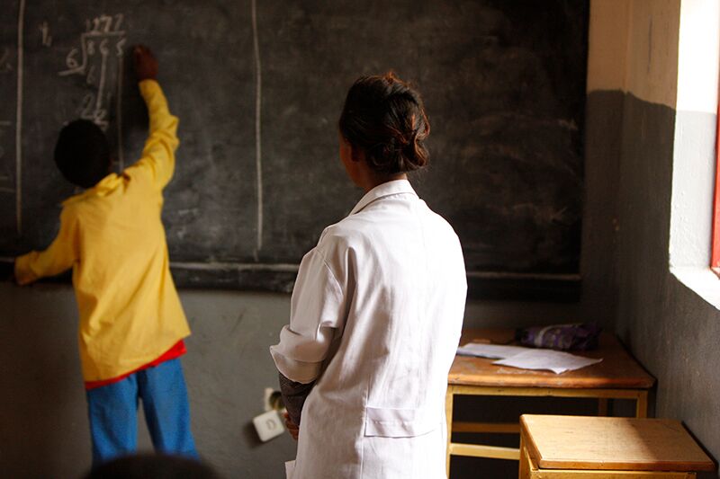 Leerling op het bord